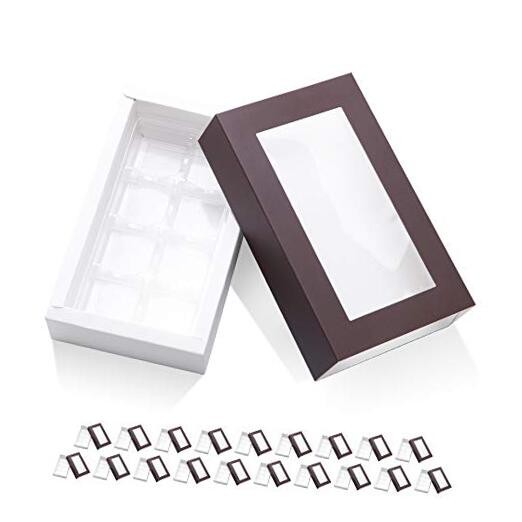 20 Truffle Box, Chocolate Box Packaging, Candy Boxes with 8-Piece Plastics