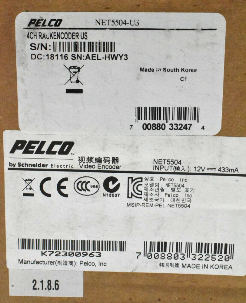 Pelco NET5504-US Video Encoder 4-Channel NET5500 Series