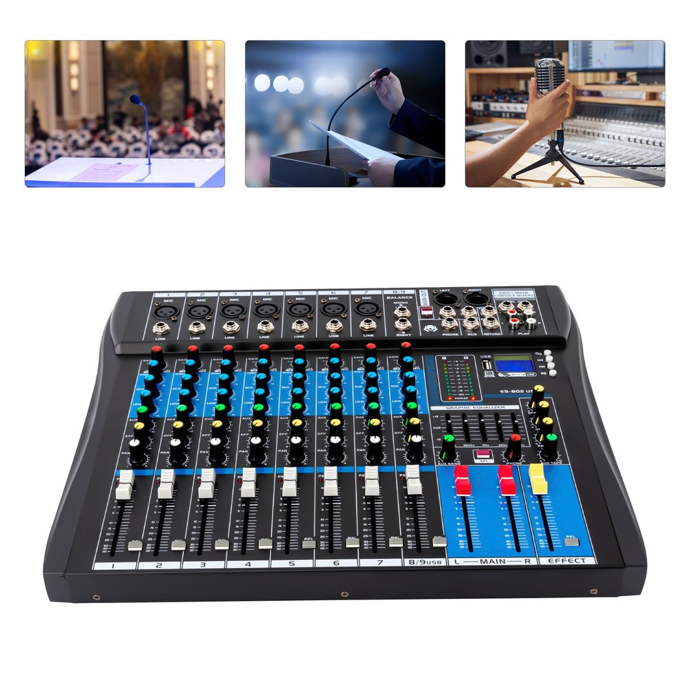 8 Channel Professional Bluetooth Live Studio Audio Mixer USB Mixing Console