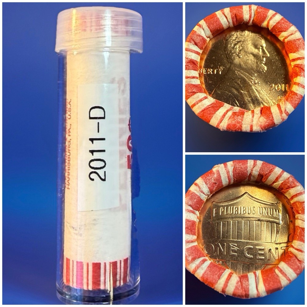 2011–D Lincoln Shield Cent Roll. Fed Wrapped OBW BU Uncirculated Rolls.
