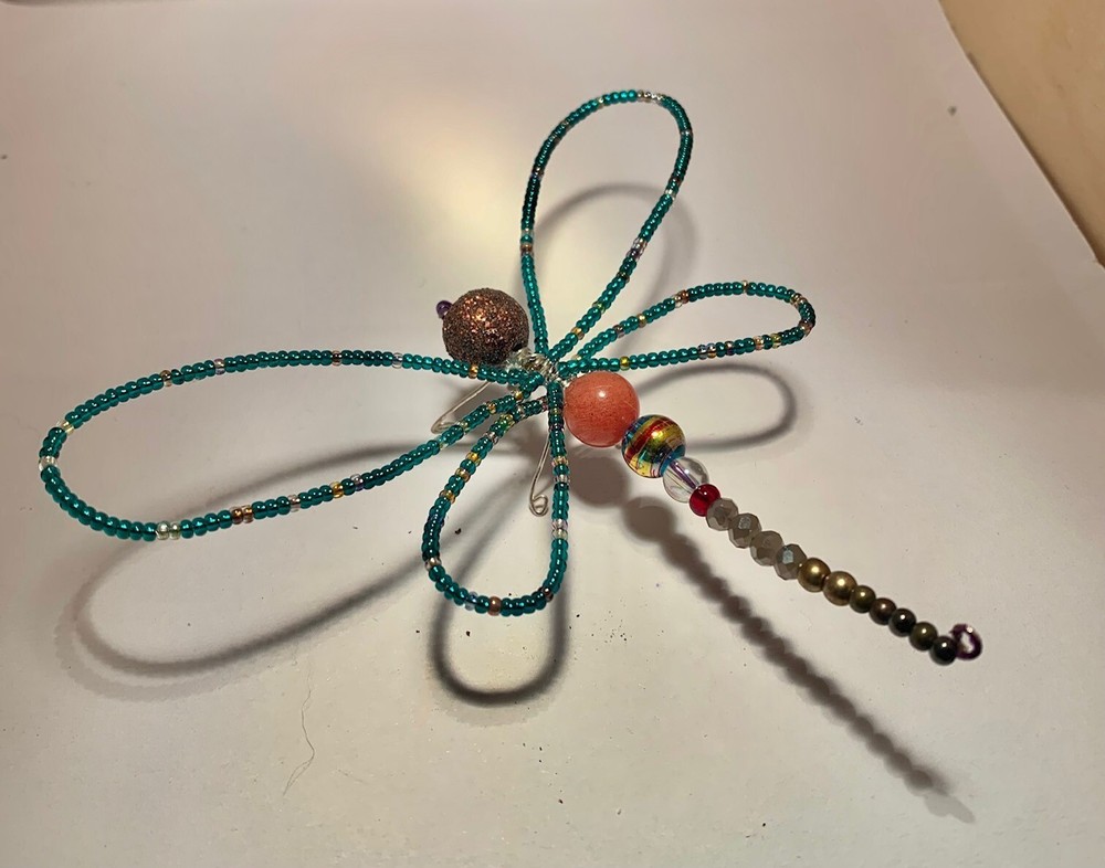 Handmade Beaded Wire MULTI-COLOR Turquoise DRAGONFLY