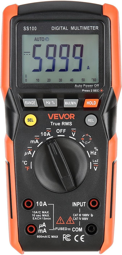 Digital Multimeter, 6000-Count TRMS DC/AC Voltmeter Current Tester, Auto-Ranging