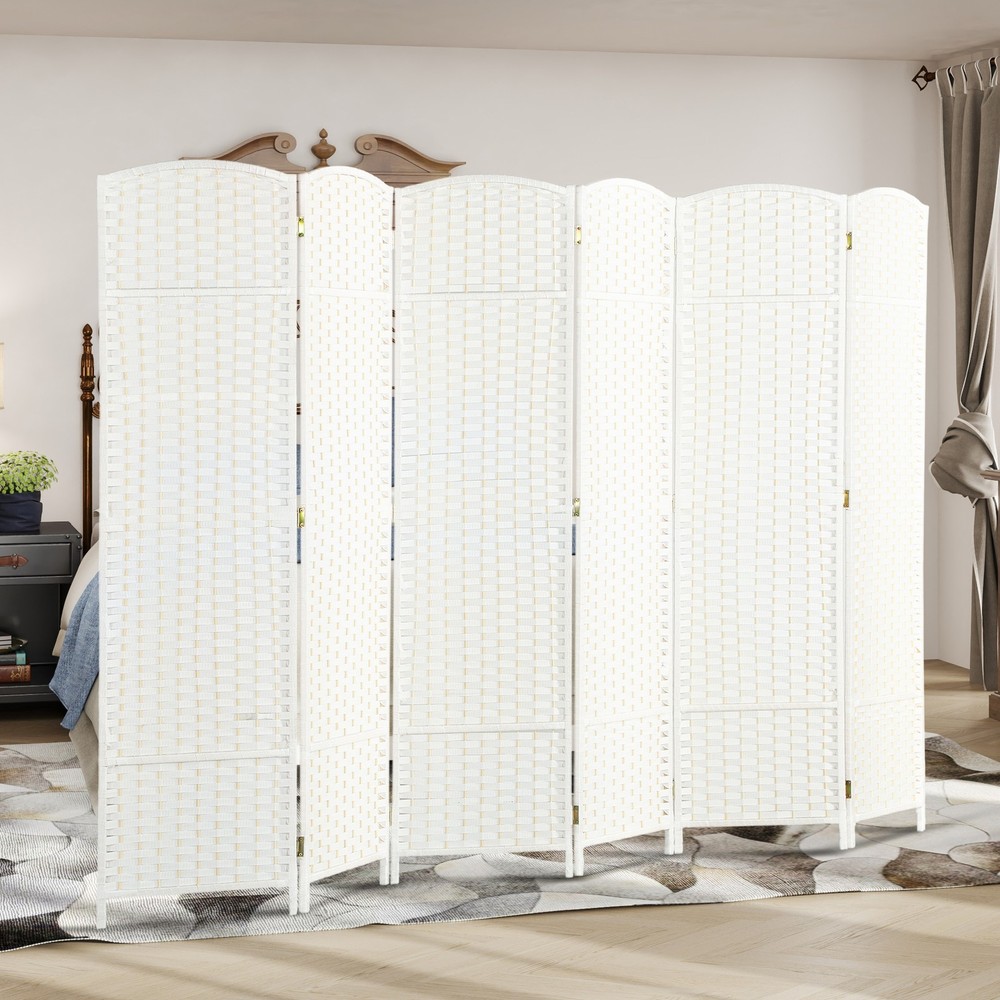 6 Panel Room Divider Freestanding Folding Privacy Screen White