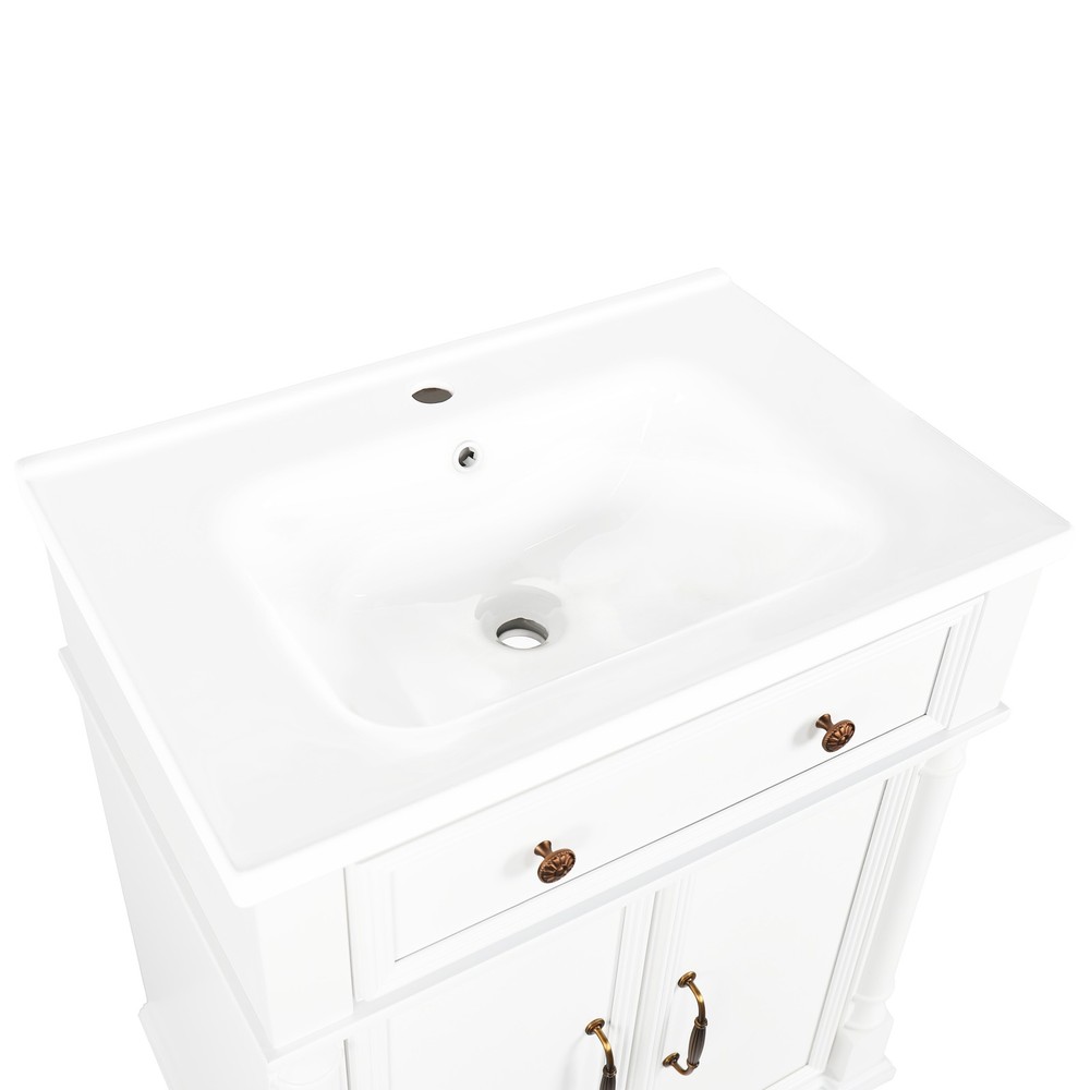27.8" White Ceramic Basin, Only Ceramic Sink, Without Cabinet