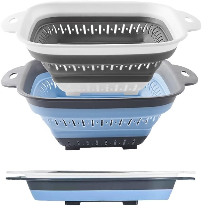Collapsible Colander Set Square Round Triangles Silicone Kitchen Strainer