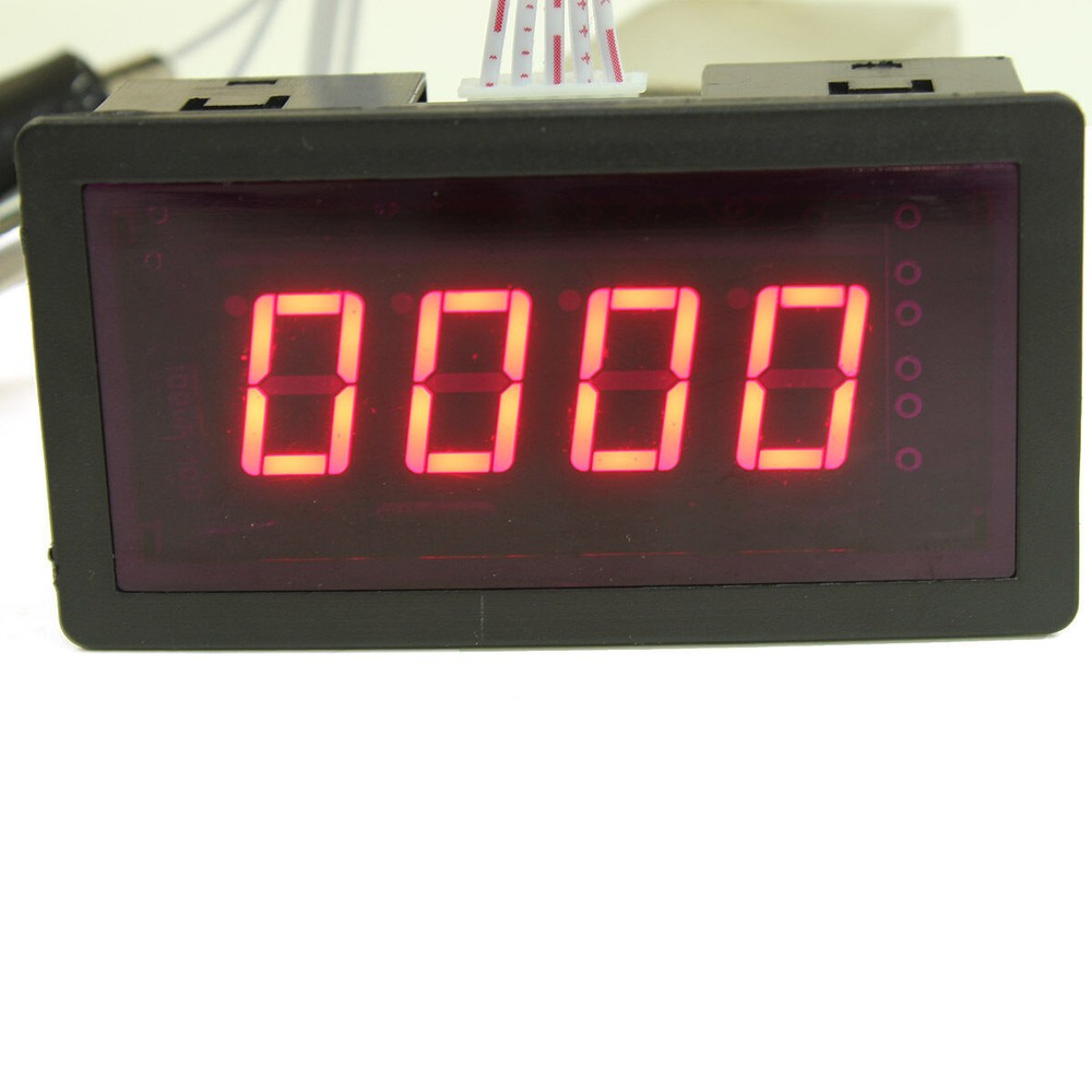 Hall Proximity Switch Sensor NPN + 4 Digital Red LED Tachometer RPM Speed Meter