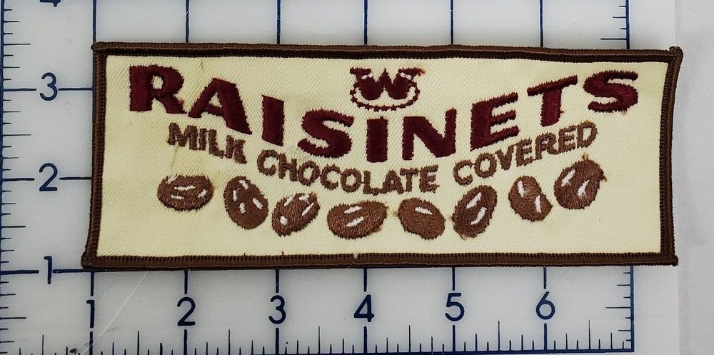 RAISINETS: Milk Chocolate Covered - Rectangle Sew on Patch - NOS - 002