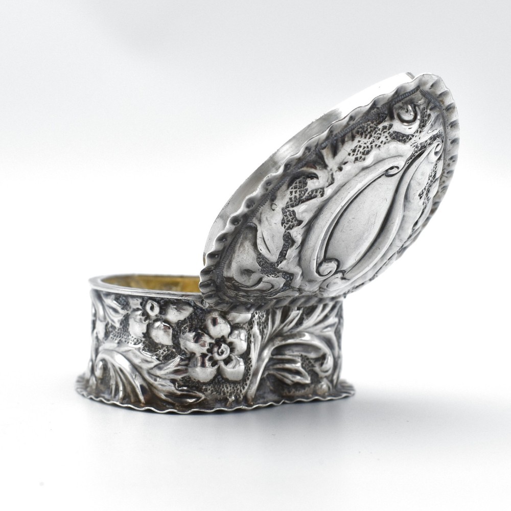Antique Victorian Solid Silver Snuff Box Heart Shape 1876 Henry Williamson
