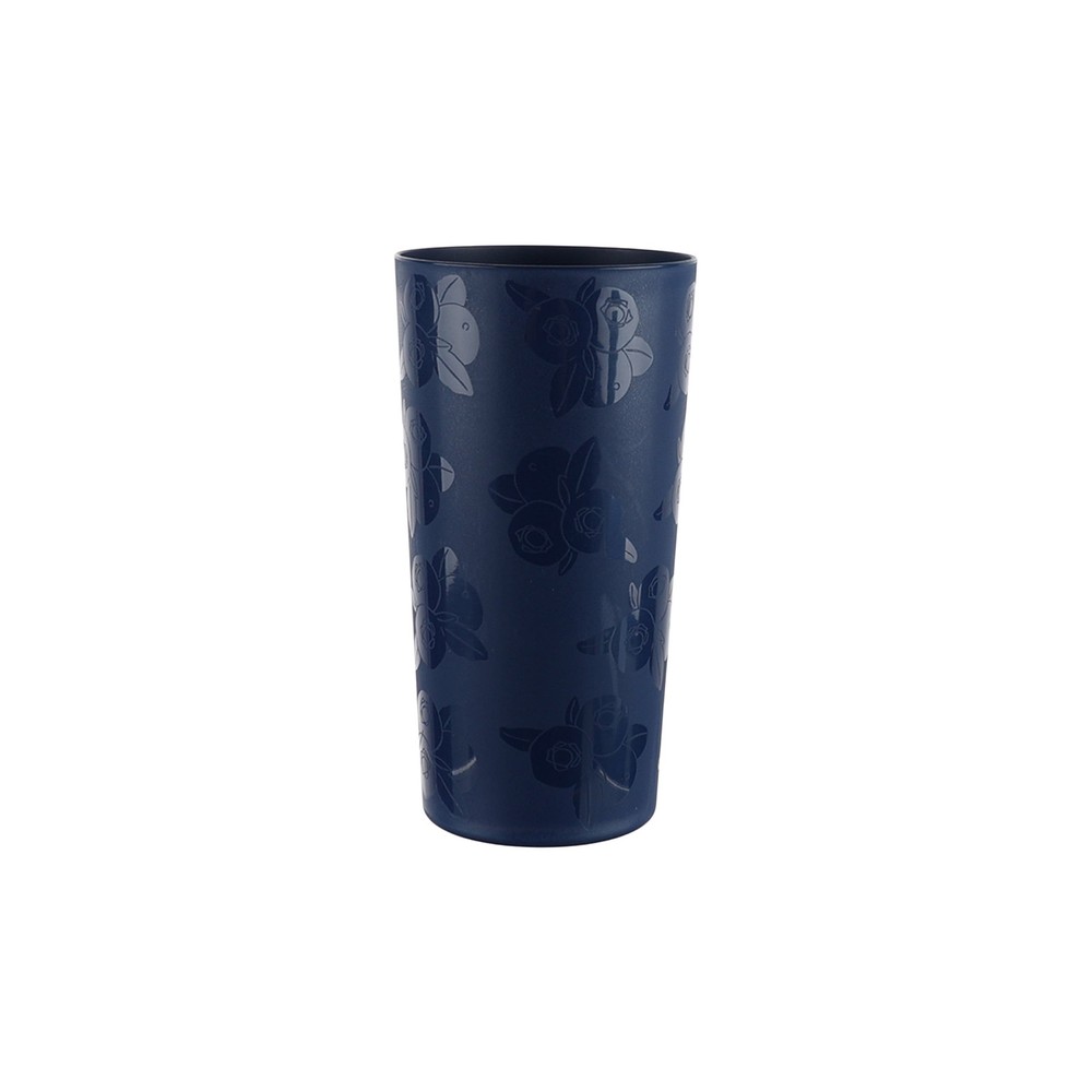 30-Piece Plastic Etched Blueberry Pattern Dinnerware Bundle Set Navy Blue