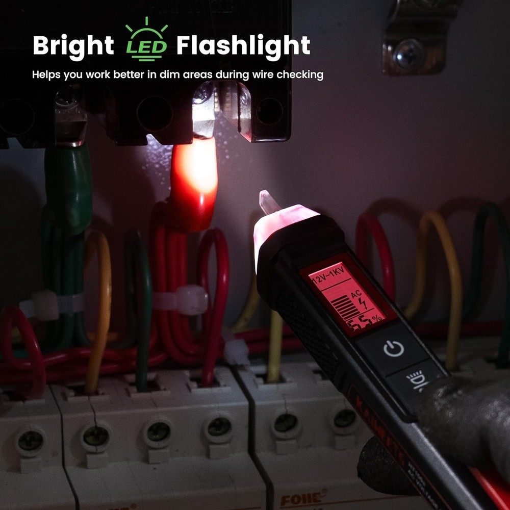 Dual Range Voltage Tester with LCD and Buzzer for Safe Electrical Testing