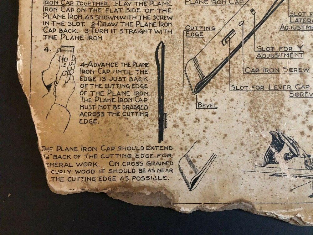 Vintage 1928 Stanley Tools Double Sided Pressboard Instructional Chart (14 / 14)