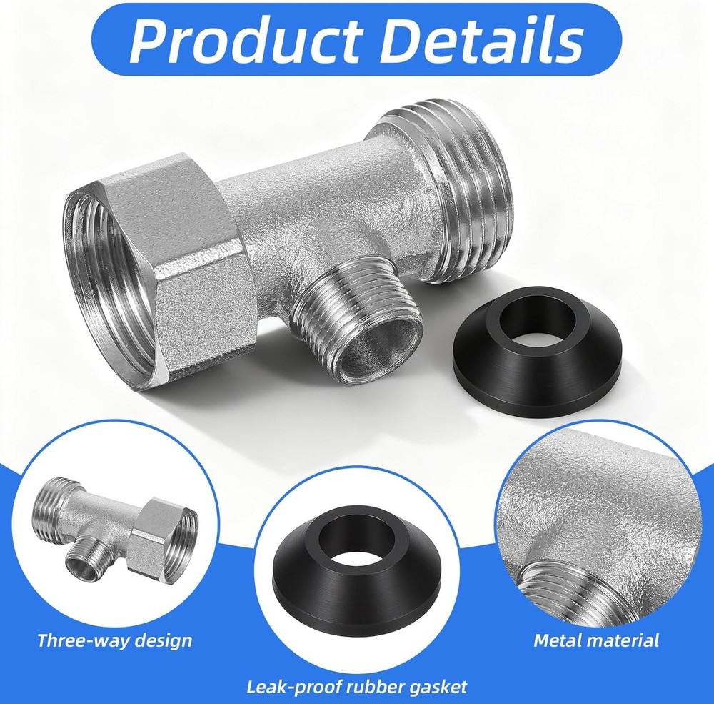 Compact 3-Way Bidet T Adapter - Copper Construction & Reliable Performance
