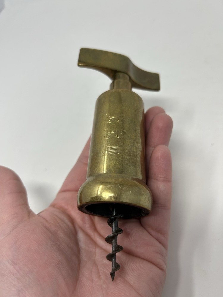 Vintage Italian Solid Brass Corkscrew Wine Bottle Opener