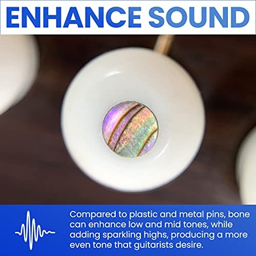 Slotted Pure Bone Bridge Pins with Abalone Slotted Bone White - Abalone Dot