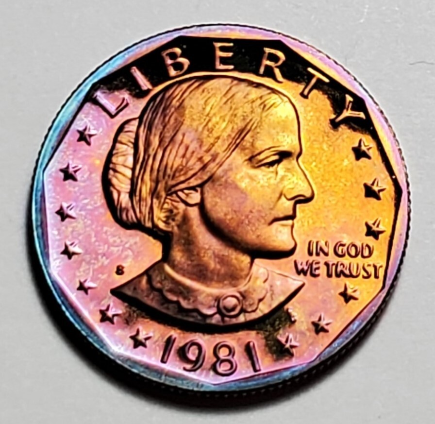 TONED 1981 S SUSAN B ANTHONY SBA DOLLAR PROOF UNC #C2452