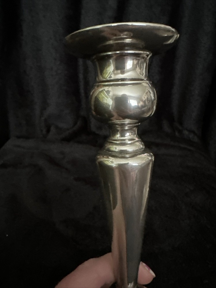 Vintage Candlestick Holder Pair Silver Plated