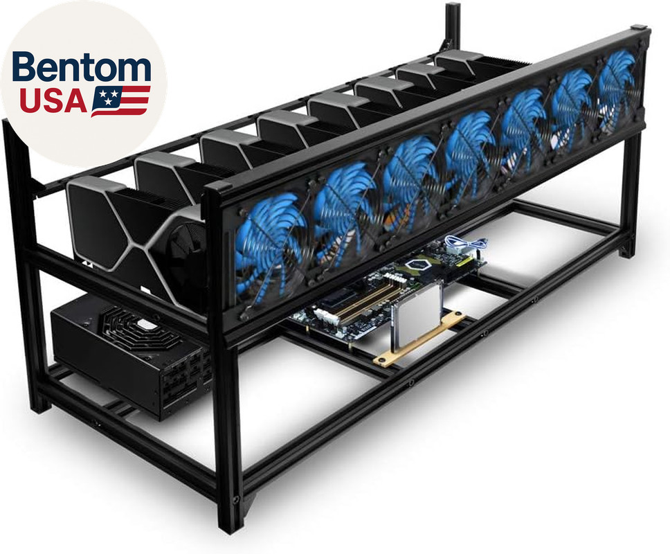 8 GPU Miner Rig Case Frame – Premium Stackable Aluminum Mining Rig Enclosure for