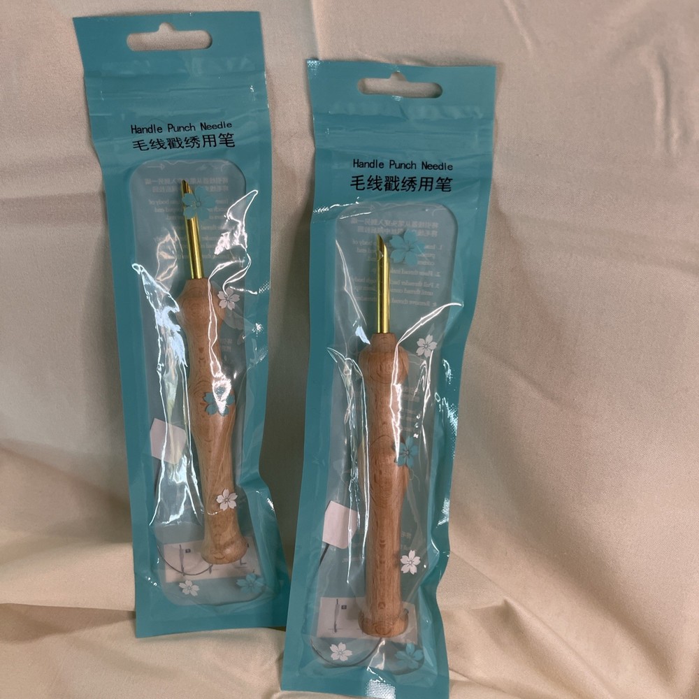 Set Of 2 Wood Handle Punch Needle Tool