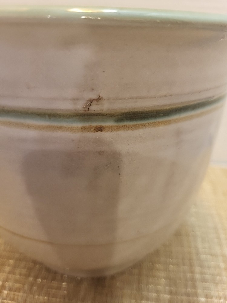 Vintage Brushed Designed Glazed Pottery Planter Marked