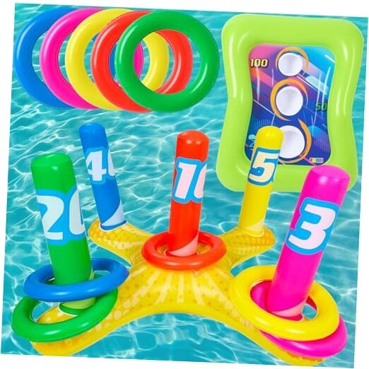 2 Sets Inflatable Pool Toss Game Combo Set Includes Ring Toss & Corn-Toss Game