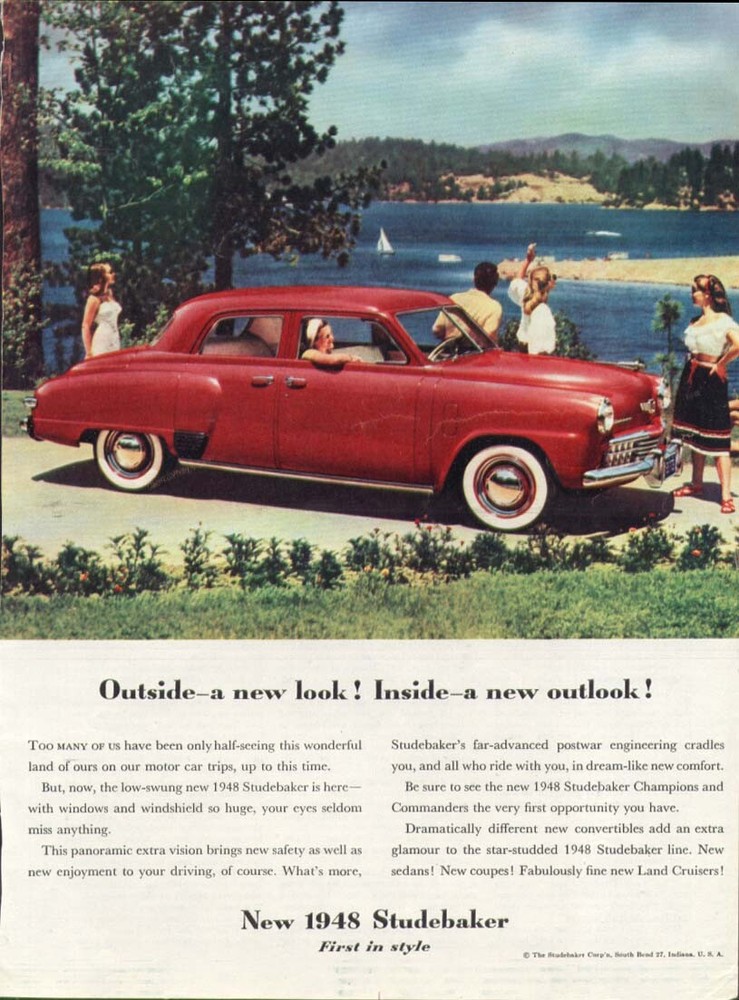 Outside new look Inside new outlook Studebaker ad 1948