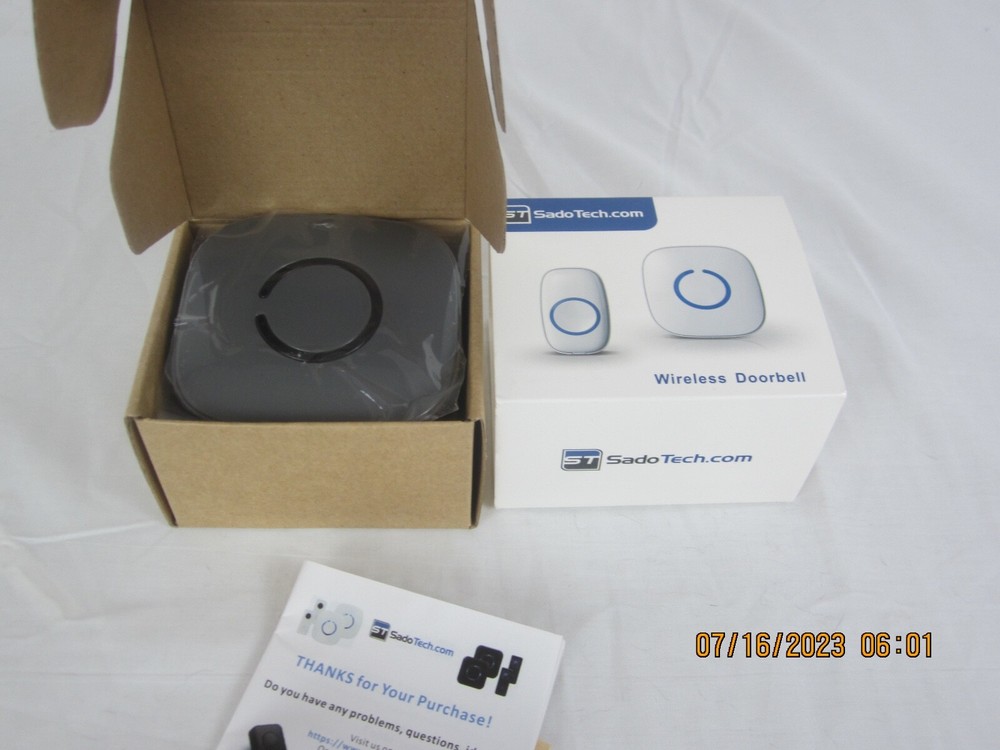 Sado Tech Wireless Doorbell Gray Battery Operated