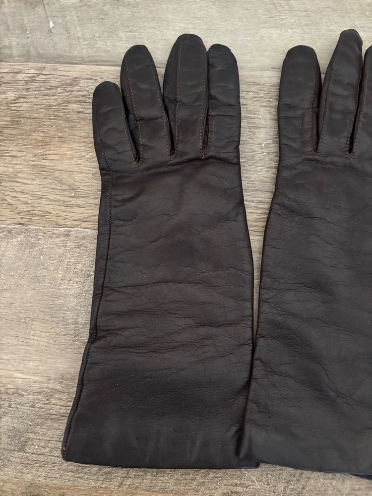 Womens Cabretta Gloves, Acrylic Lining, Dark Brown, Size 7