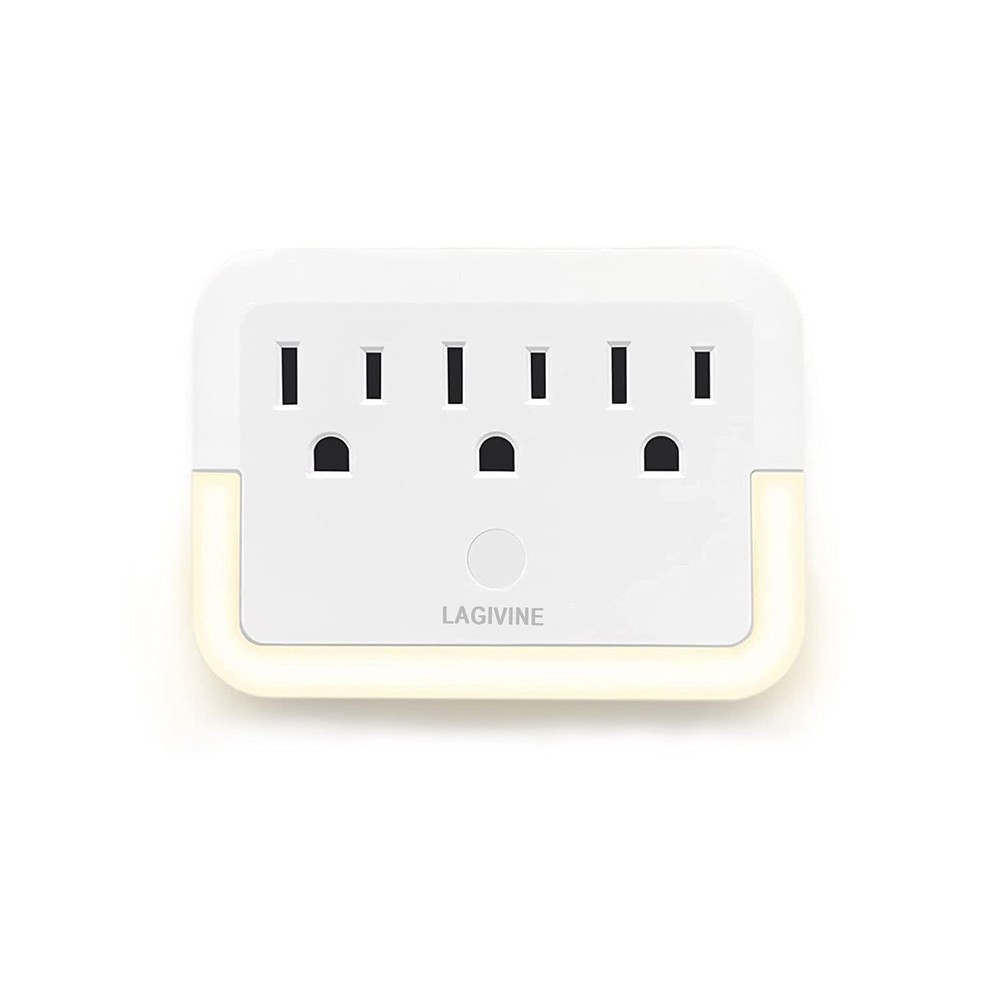 Multi Plug Wall Mount Outlet Adapter, Outlet Extender with Light-Sensing,Powe...