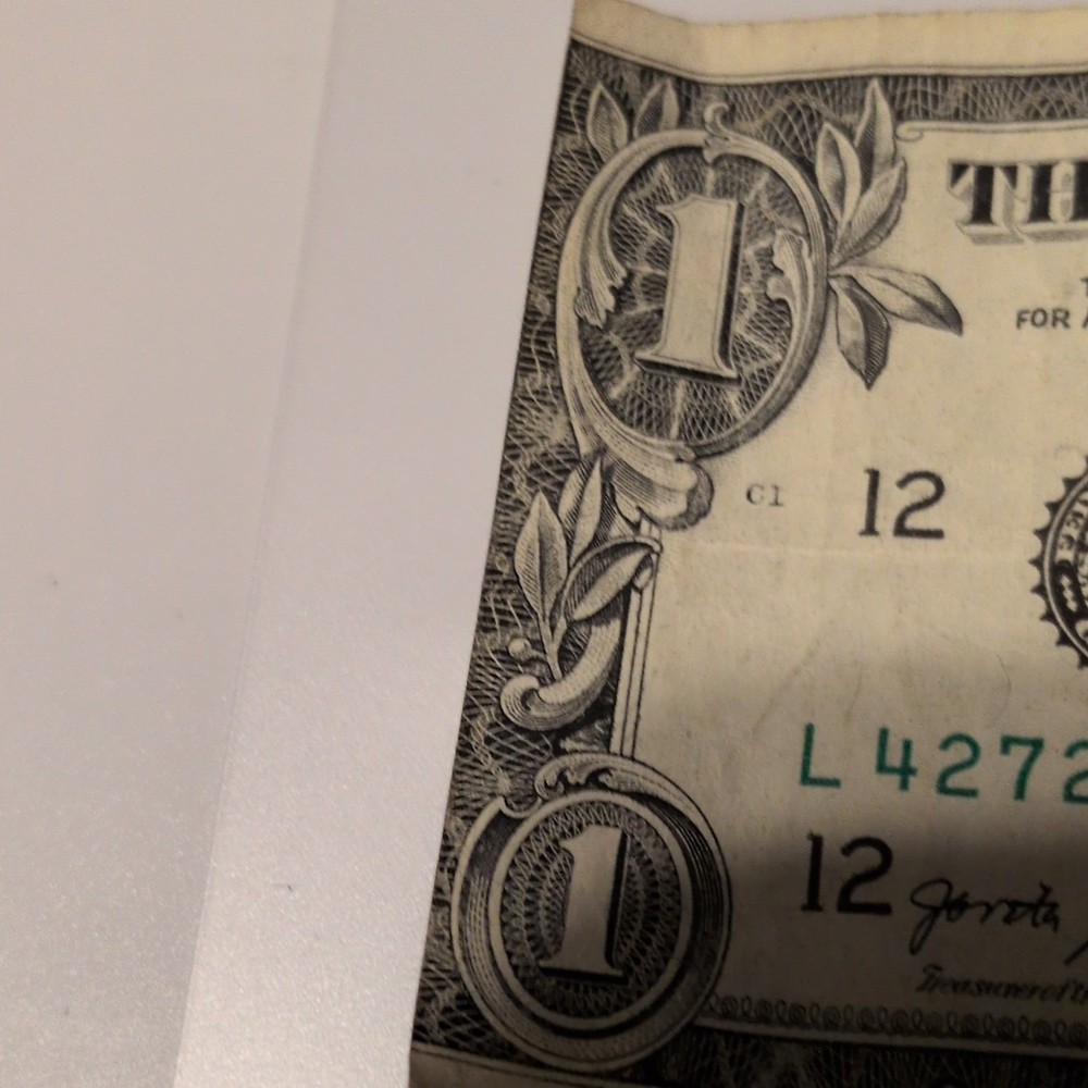 $1 US Dollar Error Note Misaligned Printing L42729297D
