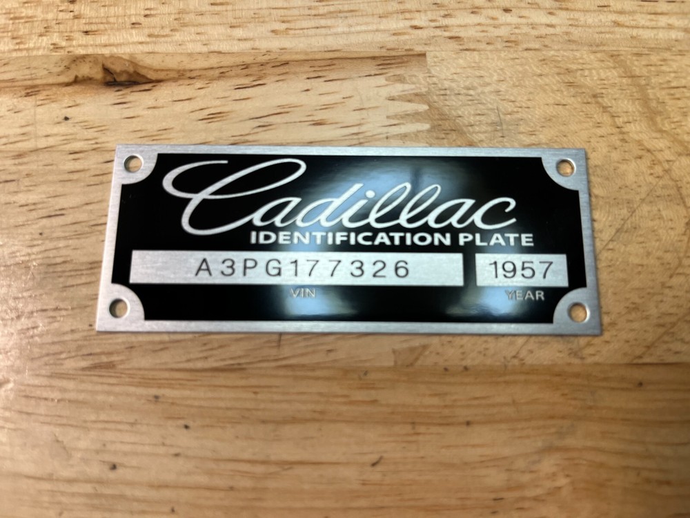 Custom ENGRAVED Cadillac Caddy Data Plate Tag