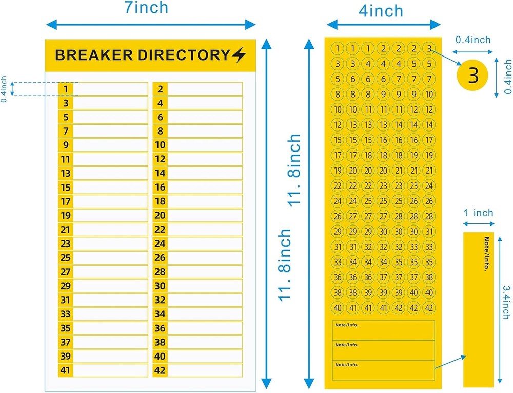 16 Sheets Breaker Panel Labels Electrical Box Sticker Numbers Breaker Panel