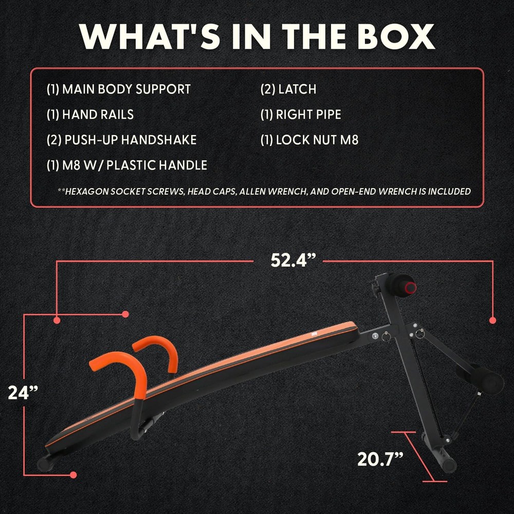 SQUATZ 5-Level Decline Sit Up Bench for Abs & Core - Reverse Crunch Handle