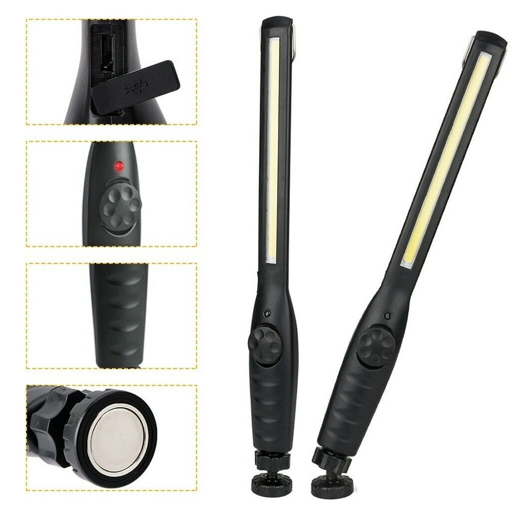 2PCS COB LED Work Light Portable Bar Magnetic Base USB Rechargeable Hand Torch