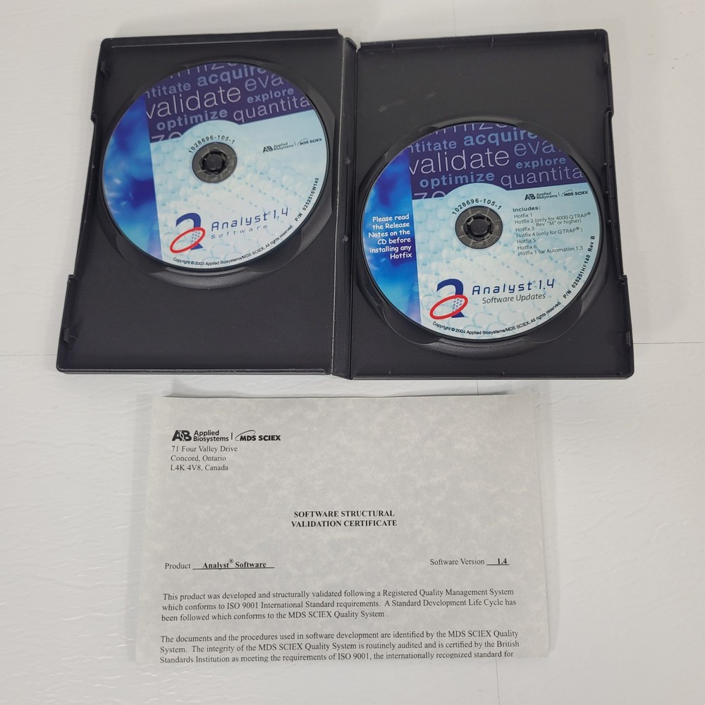 Applied Biosystems MDS SCIEX 1014207 Analyst 1.4 Software AIO and Update Disk