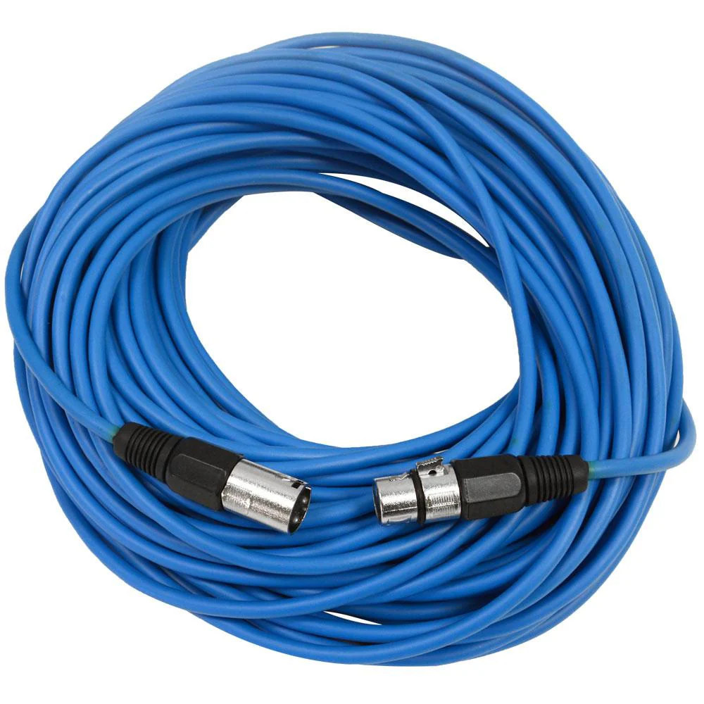 100 Ft XLR Microphone Cable Blue