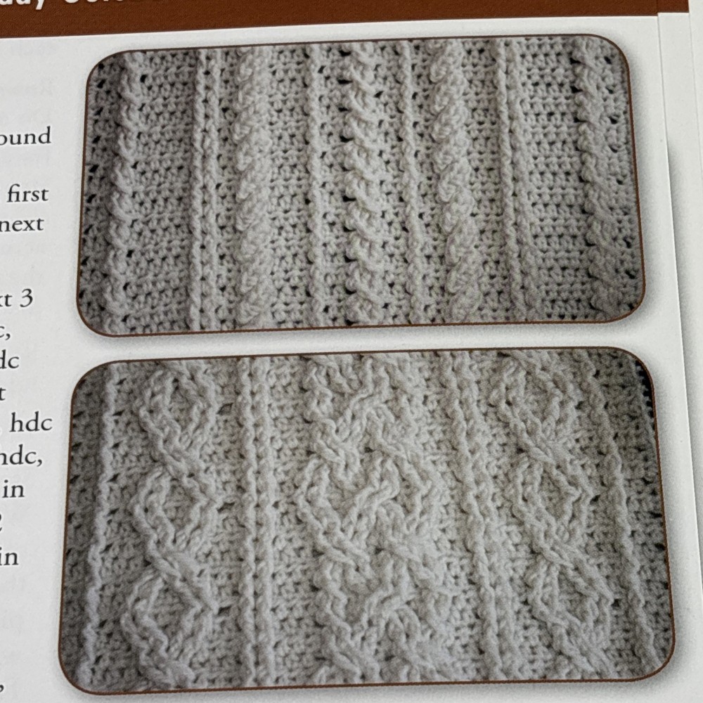 Cabled Throw Pillow Crochet Pattern Cards Pages