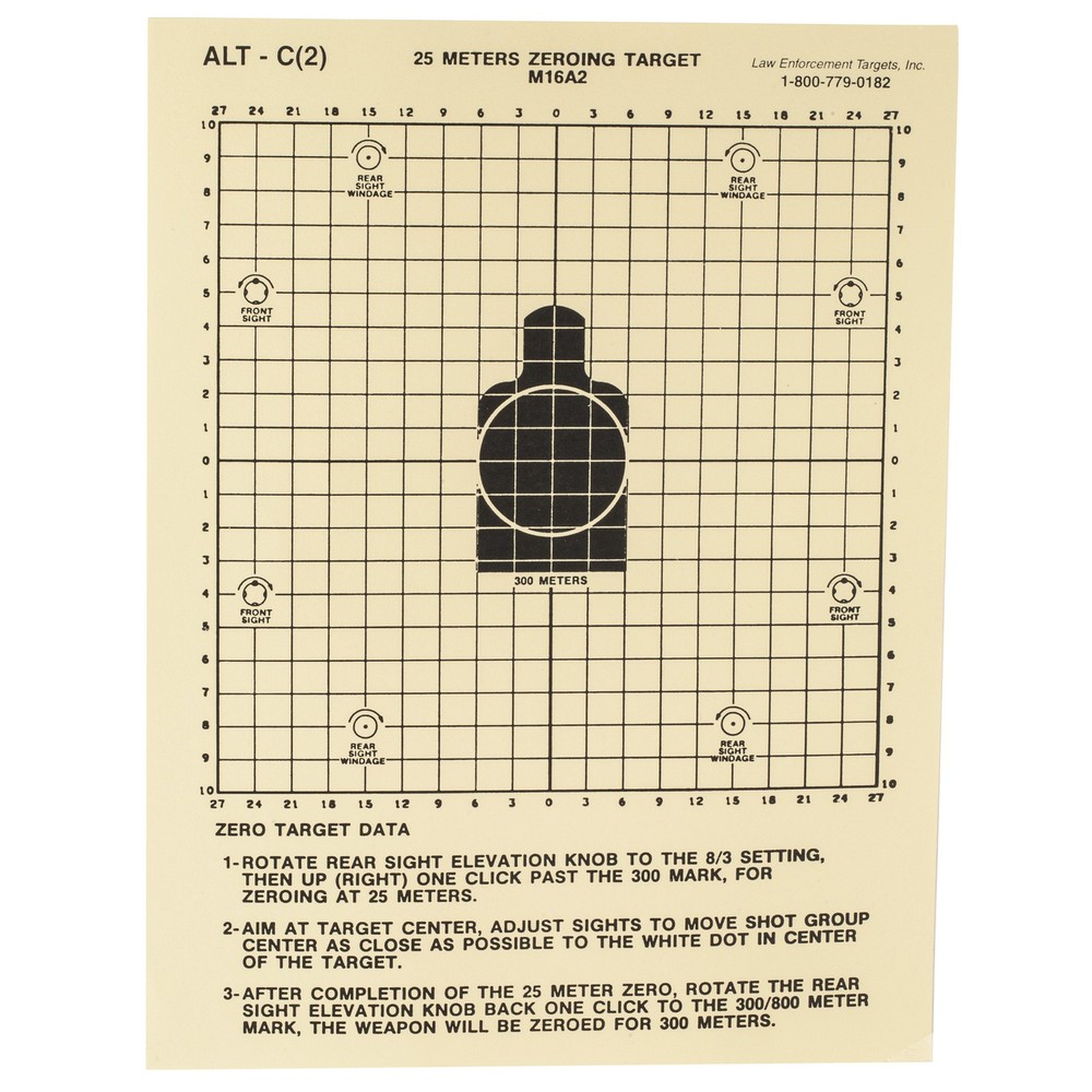 Action Target 25 Meter MSR Zeroing Target Heavy Tagboard Paper 100 Pack