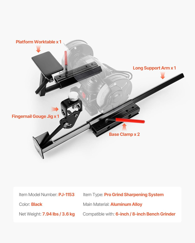 Multi-Grind Sharpening System, Vari-Grind Pro Sharpening Jig Kit for 6" & 8" Ben