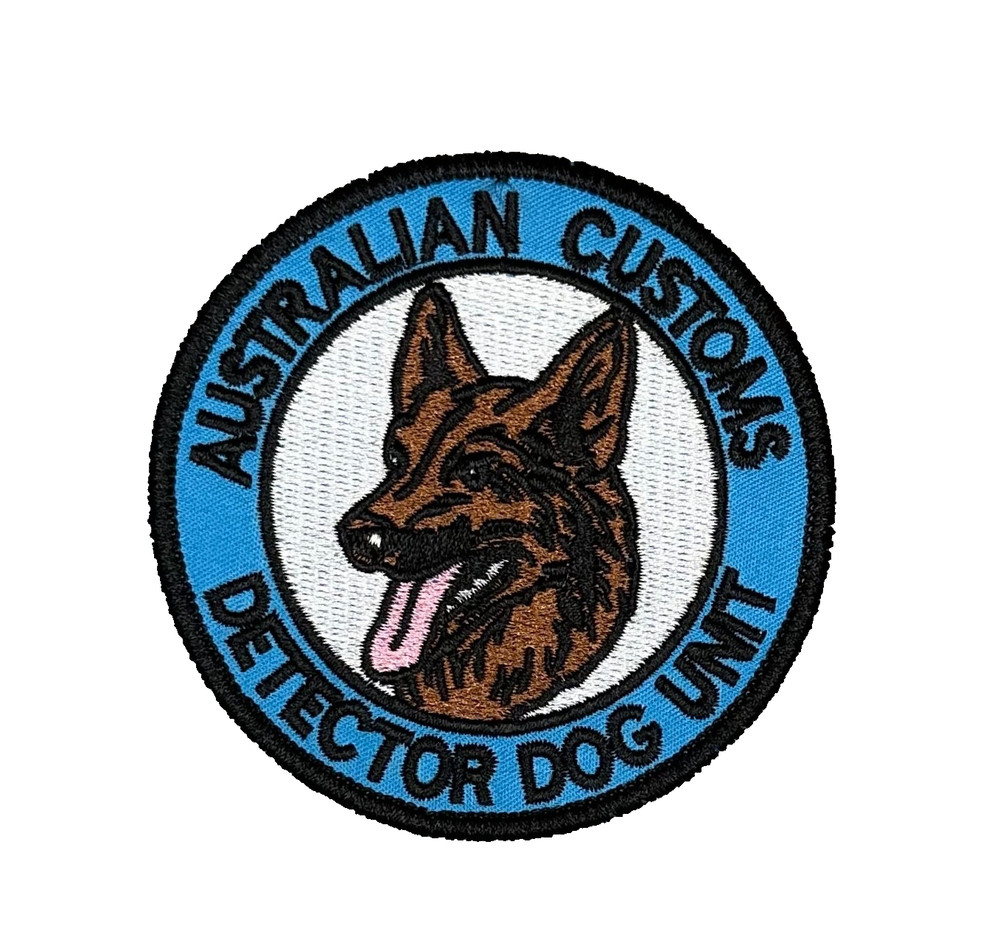 EXCEEDINGLY RARE AUSTRALIAN CUSTOMS DETECTOR DOG UNIT EMBROIDERED IRON-ON PATCH.