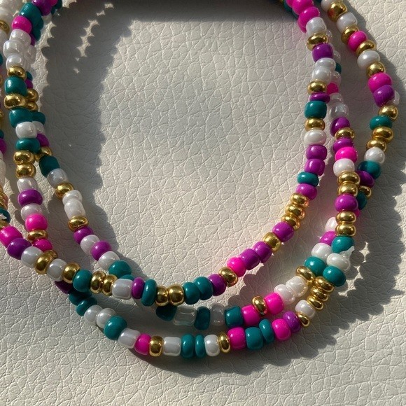 Stackable Multicolor Stretch Seed Bead Bracelets 3 pack Set Birthday Sprinkles