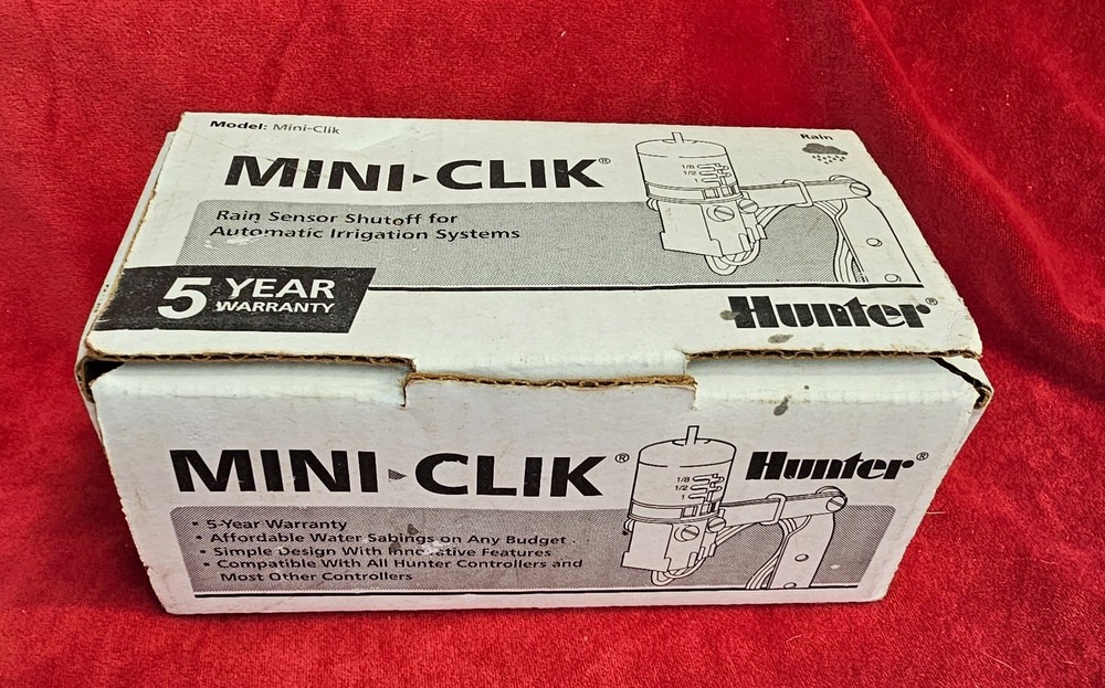 Hunter Mini Click Rain Sensor Shutoff for Automatic Irrigation with Bracket