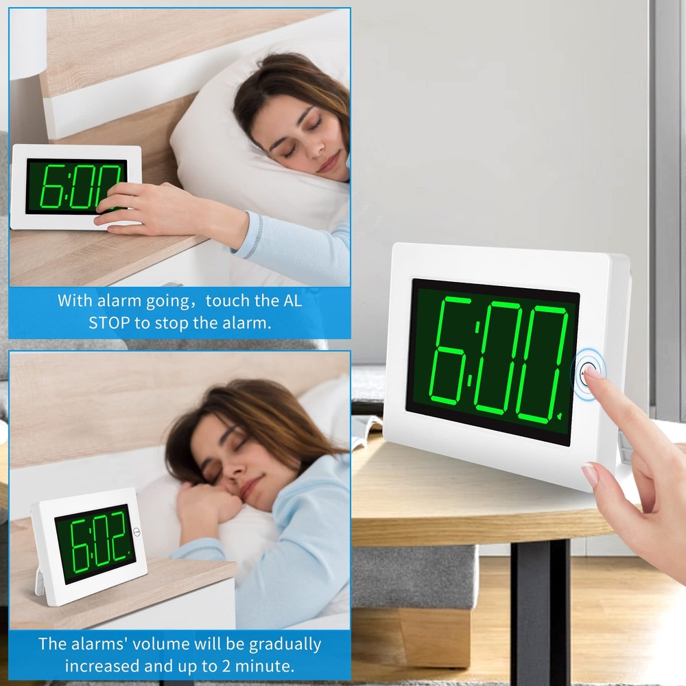 LED Digital Clock, Alarm Clock, Wall Clock, 3" LED Digit Display, Adjustable ...