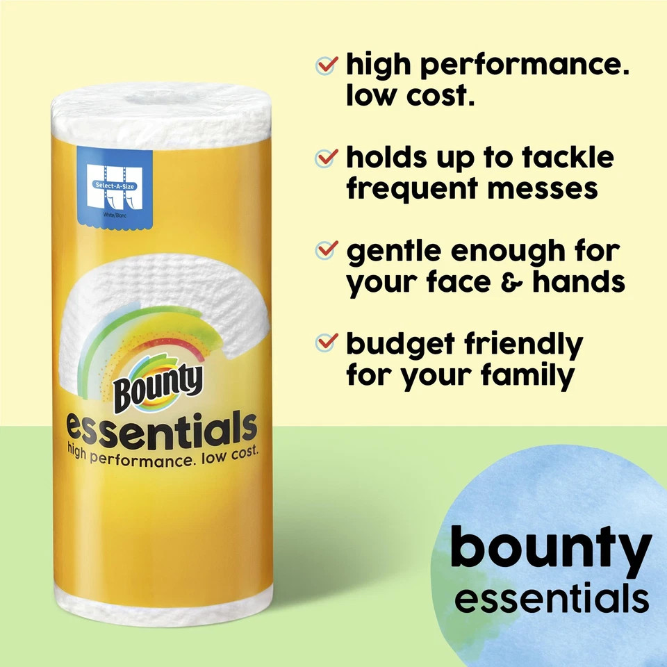 Essentials Select A Size Paper Towels White 2 Triple Rolls = 6 Regular Rolls