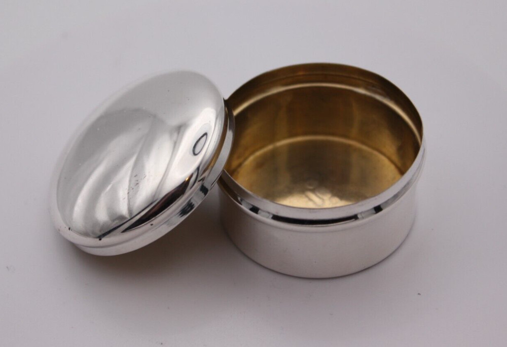 Sterling Silver pill / patch box 37 mm dia. Birmingham 1904