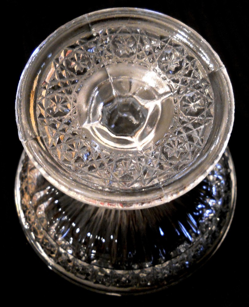 Pressed Pattern Glass Compote UNK Daisy Button Cane Diamond Pattern VTG Stemware