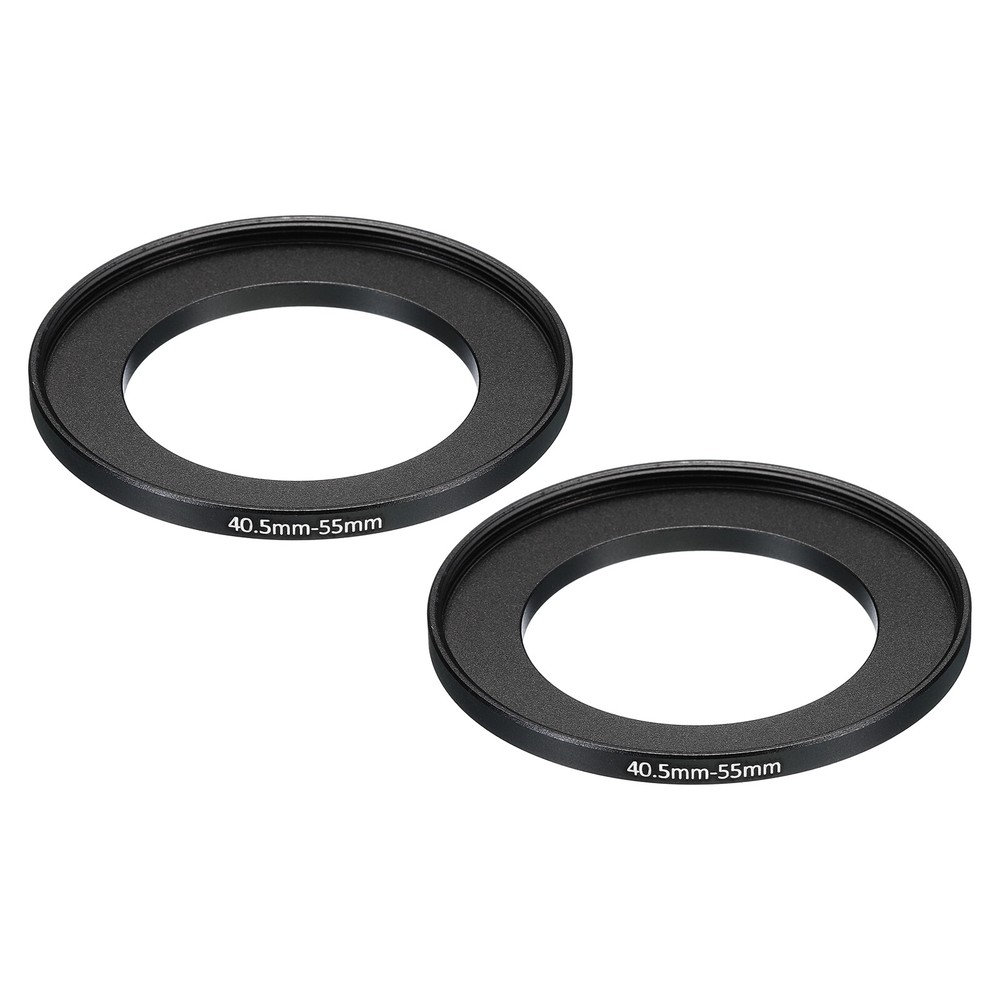 40.5mm-55mm Metal Step Up Ring, 2 Pcs Camera Lens Filter Adapter Ring Black