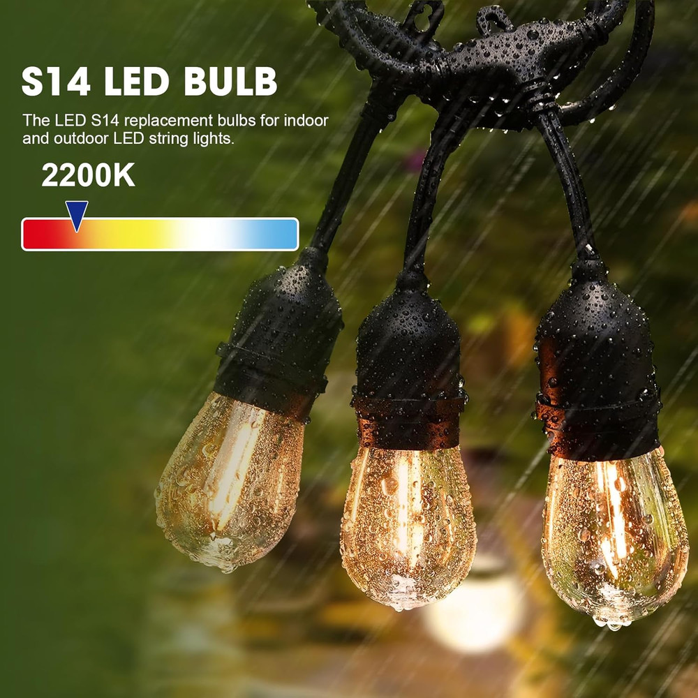 LED S14 Replacement Light Bulbs for Outdoor String Lights, 1W Shatterproof Ediso
