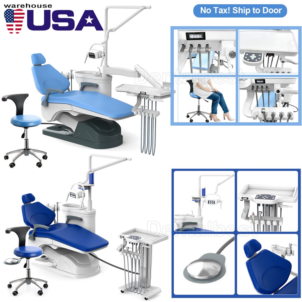 FDA Dental Chair Unit Computer Controlled DC Motor Automaticlly PU Leather+Stool