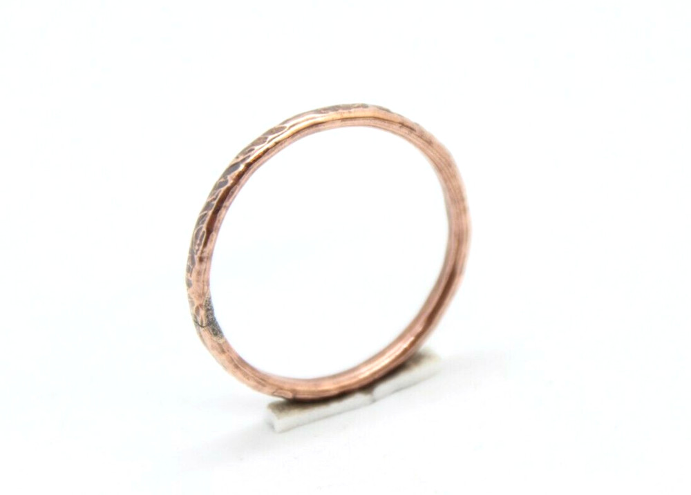 Copper Ring Stackable Hammered Rings Band Size 12.5 Promise Ring thin 2mm