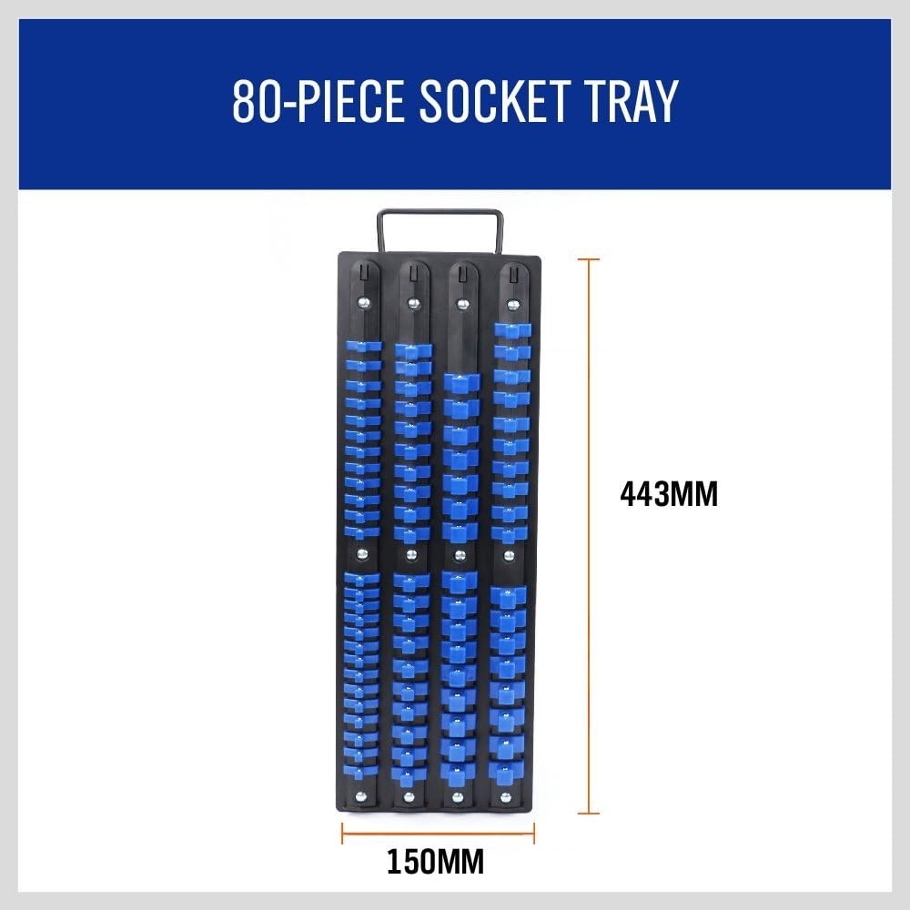 Heavy Duty 80-Piece Socket Organizer - Organize 1/4", 3/8", & 1/2" Sockets